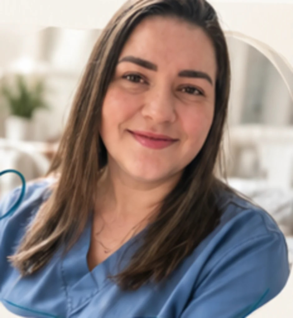 Cuidadora profissional em imagem gerada por IA para projeto demonstrativo